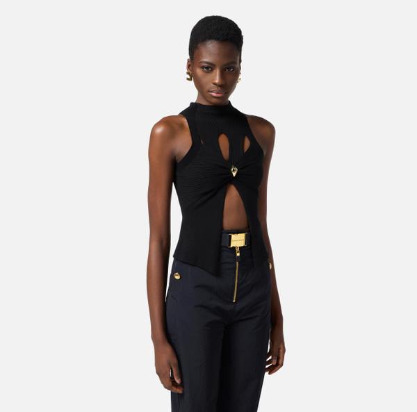 Elisabetta Franchi Débardeur Côtelé Avec Découpes