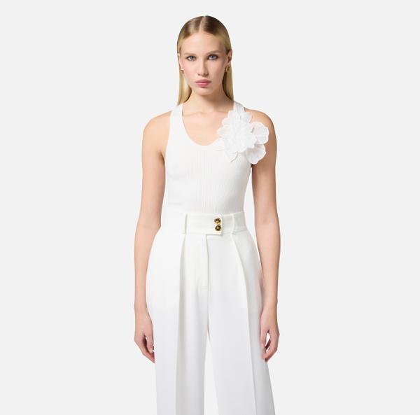 Elisabetta Franchi Débardeur Côtelé Avec Fleur