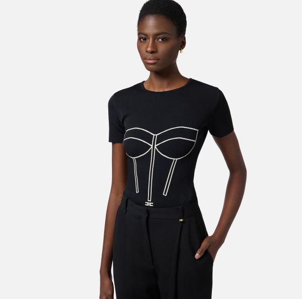 Elisabetta Franchi Haut Avec Motif Corset