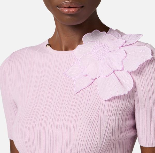 Elisabetta Franchi Haut Côtelé Avec Fleur