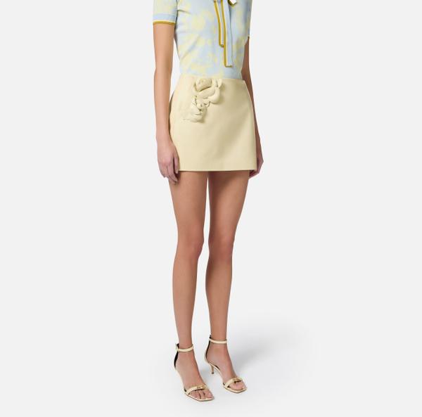 Elisabetta Franchi Jupe En Cuir Avec Fleurs