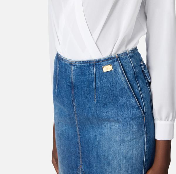 Elisabetta Franchi Jupe En Denim Avec Fente