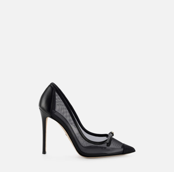 elisabetta franchi Pompes en cuir nappa et filet