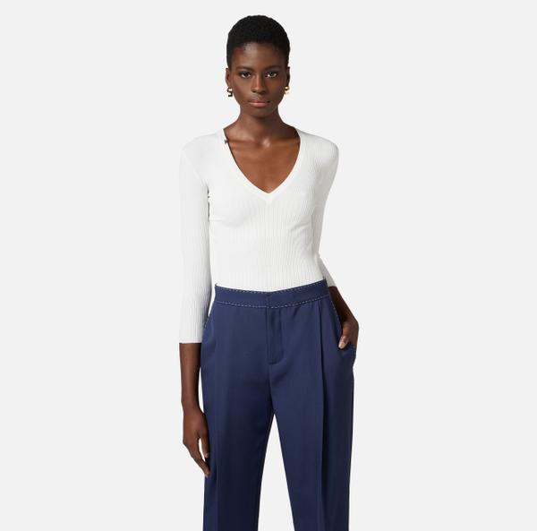 Elisabetta Franchi Pull Côtelé Avec Décolleté En V