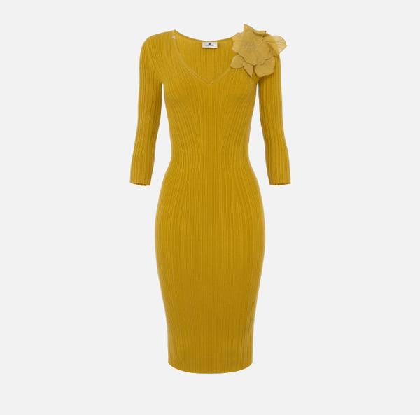 elisabetta franchi Robe côtelée avec fleur