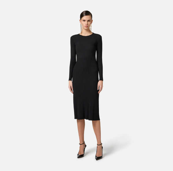 Elisabetta Franchi Robe Côtelée Avec Large Bande