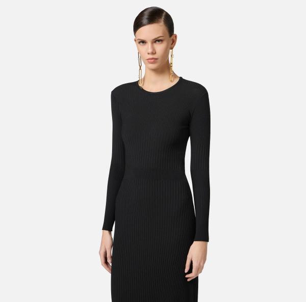 Elisabetta Franchi Robe Côtelée Avec Large Bande