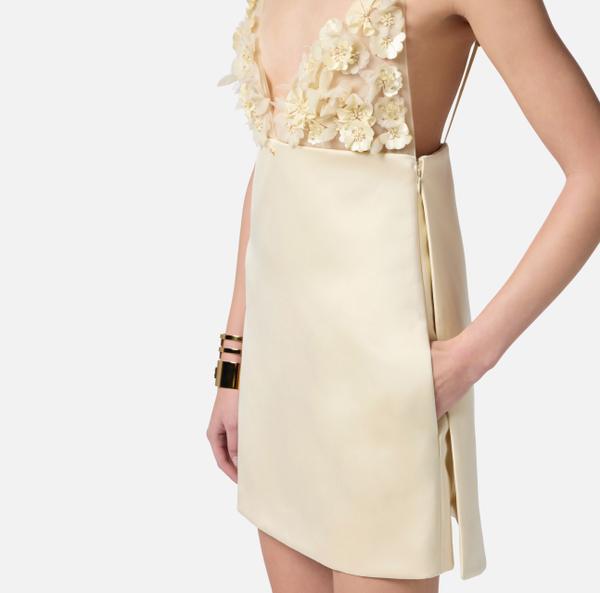 Elisabetta Franchi Robe En Duchesse Avec Fleurs 3D