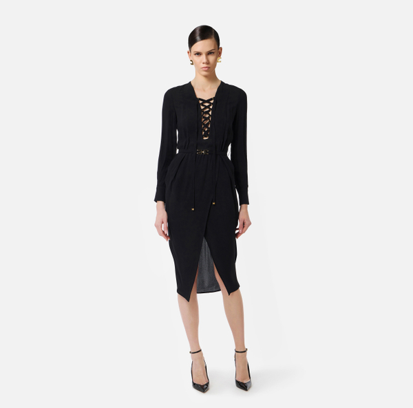 Elisabetta Franchi Robe En Georgette Avec Lacets