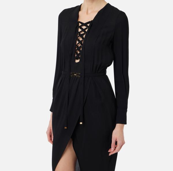 Elisabetta Franchi Robe En Georgette Avec Lacets