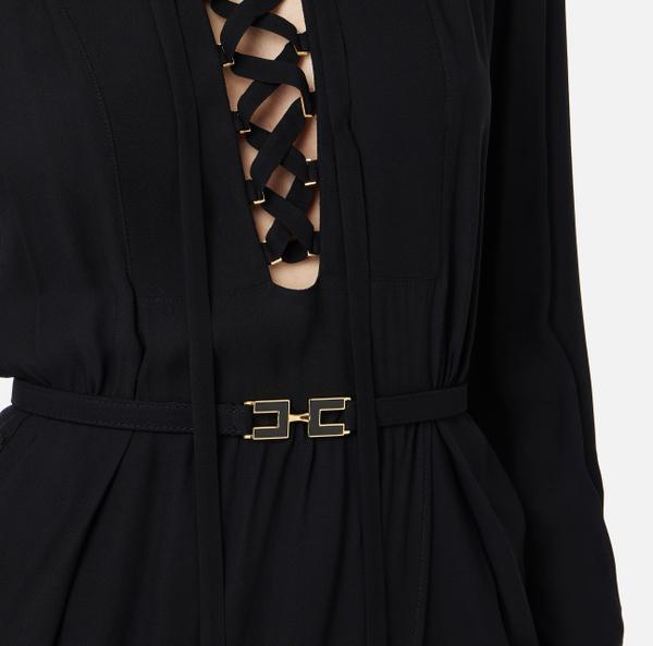 Elisabetta Franchi Robe En Georgette Avec Lacets