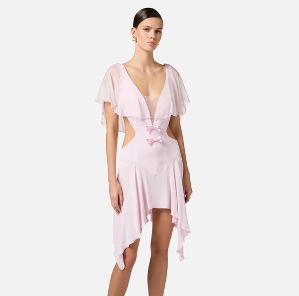 Elisabetta Franchi Robe En Georgette Avec Pèlerine