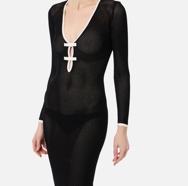 Elisabetta Franchi Robe En Point Filet Avec Nœuds
