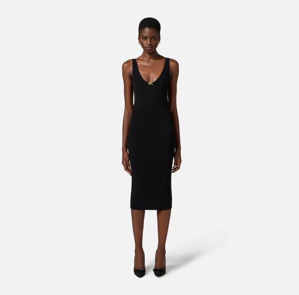 Elisabetta Franchi Robe En Tricot Avec Tulle
