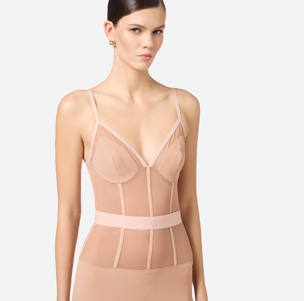 Elisabetta Franchi Robe Fourreau En Crêpe Et Tulle