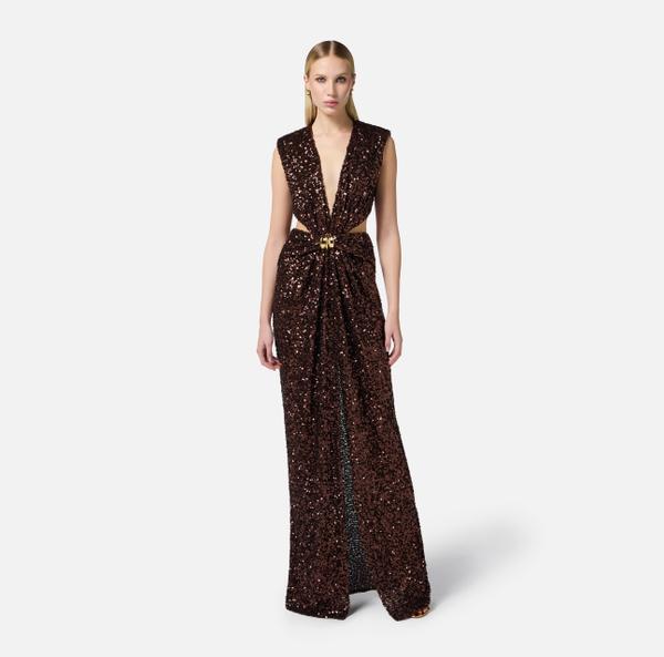 Elisabetta Franchi Robe Red Carpet En Sequins
