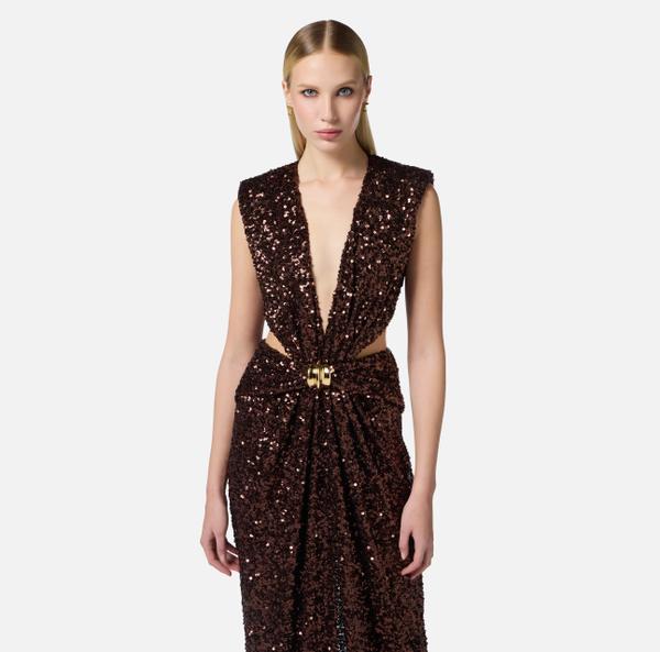 Elisabetta Franchi Robe Red Carpet En Sequins