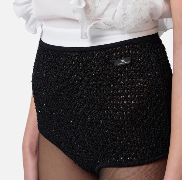 Elisabetta Franchi Short En Jersey Et Tulle