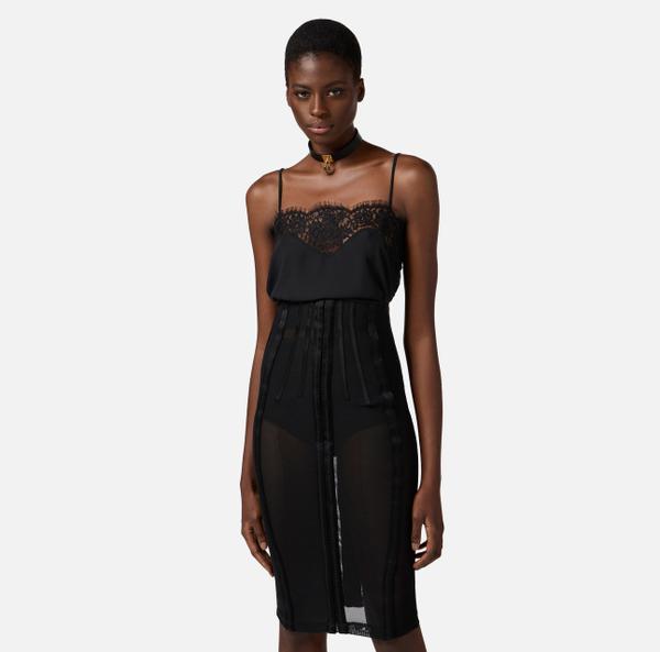 Elisabetta Franchi Top En Georgette Et Dentelle