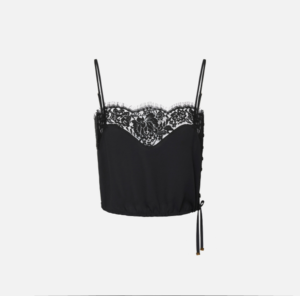 elisabetta franchi Top en georgette et dentelle