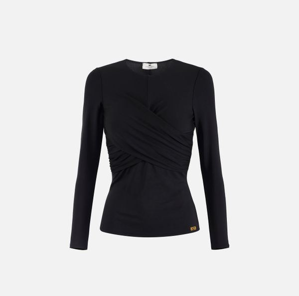 elisabetta franchi Top en jersey crêpe avec drapé