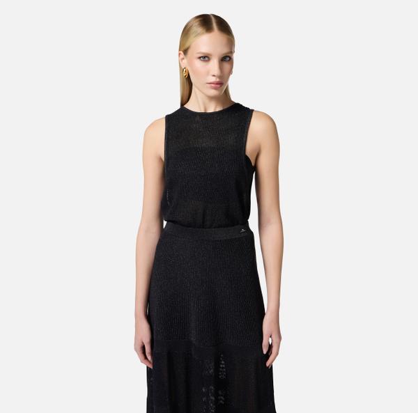 Elisabetta Franchi Top En Tricot Lurex Avec Bande