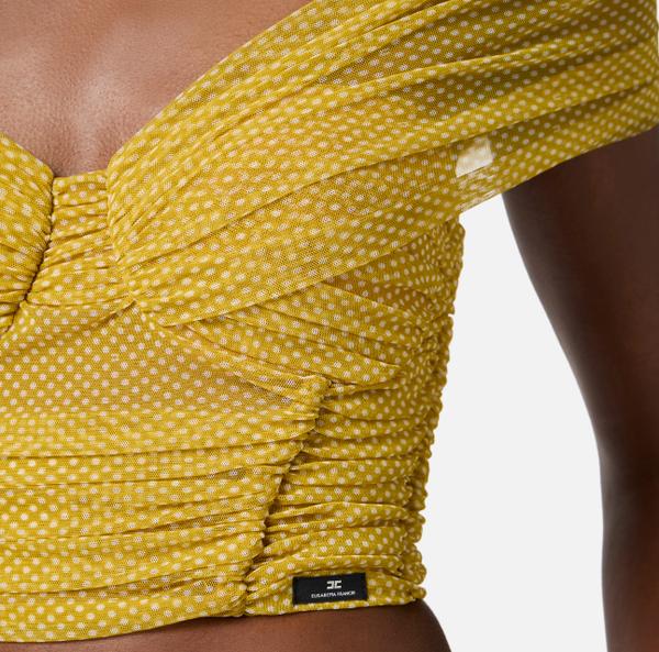 Elisabetta Franchi Top En Tulle Avec Imprimé Pois