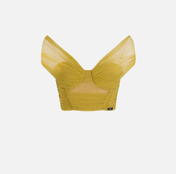 elisabetta franchi Top en tulle avec imprimé pois