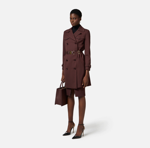 Elisabetta Franchi Trench En Coton Avec Surpiqûres