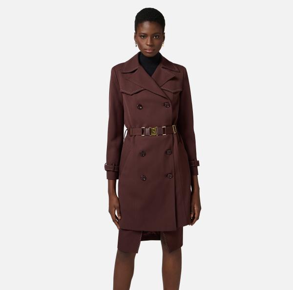 Elisabetta Franchi Trench En Coton Avec Surpiqûres