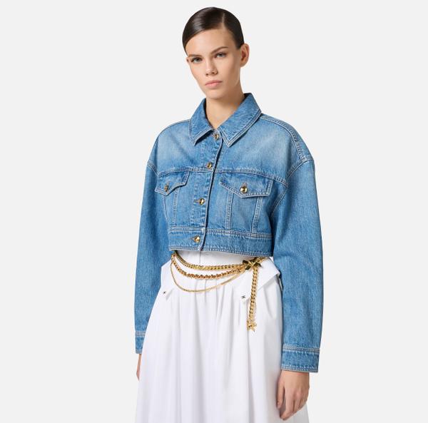 Elisabetta Franchi Veste Courte Over En Denim