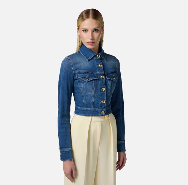 Elisabetta Franchi Veste Cropped En Denim
