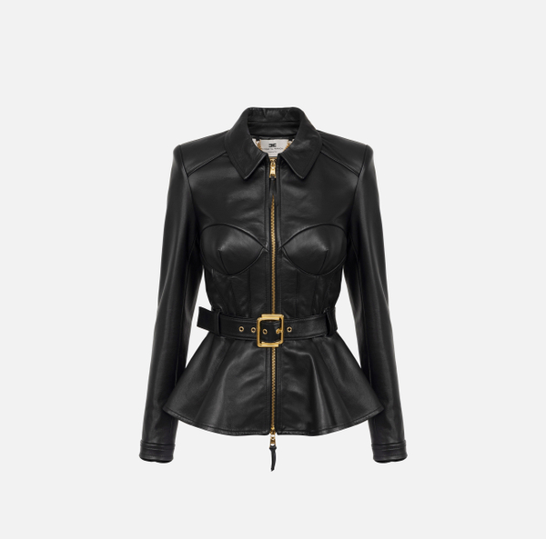 elisabetta franchi Veste en cuir nappa elisabetta franchi Veste en cuir nappa