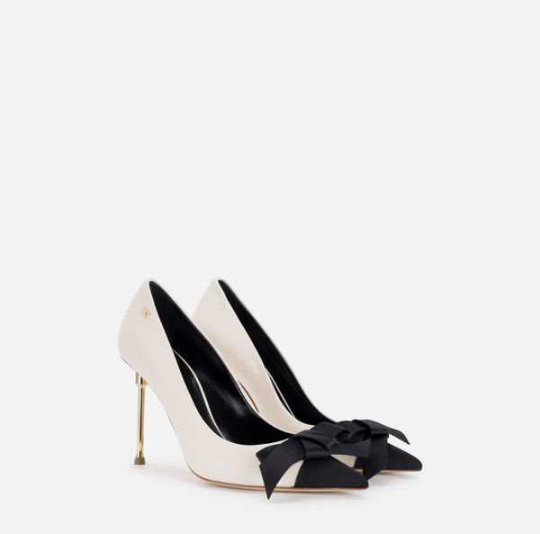 Elisabetta Franchi Escarpins En Cuir Nappa Avec Nœud En Satin