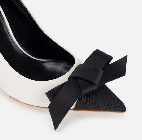 Elisabetta Franchi Escarpins En Cuir Nappa Avec Nœud En Satin