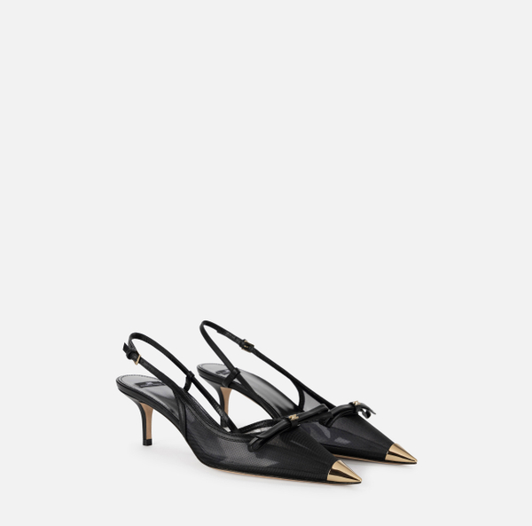 Elisabetta Franchi Escarpins Slingback En Cuir Nappa Et Filet