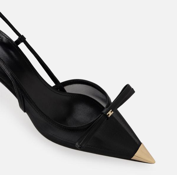Elisabetta Franchi Escarpins Slingback En Cuir Nappa Et Filet
