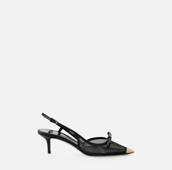 elisabetta franchi Escarpins slingback en cuir nappa et filet