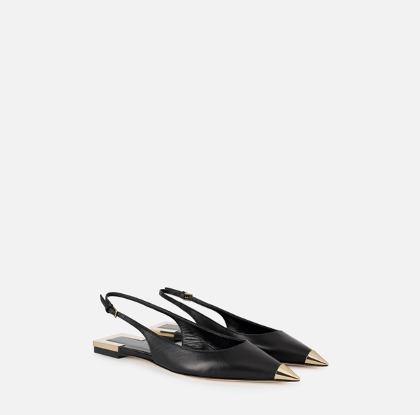 Elisabetta Franchi Escarpins Slingback Plats En Cuir Nappa