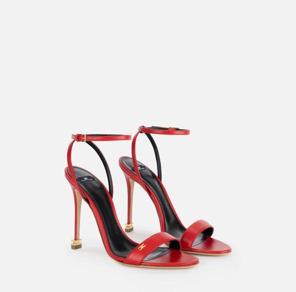 Elisabetta Franchi Étoile Sandales En Cuir Nappa Avec Bride Cheville