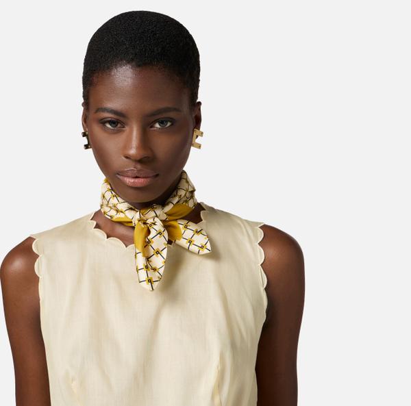 Elisabetta Franchi Foulard Carré En Twill De Soie Avec Imprimé Losanges