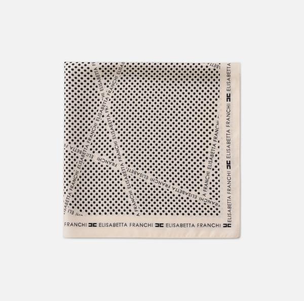 elisabetta franchi Foulard en twill de soie avec imprimé pois et rubans