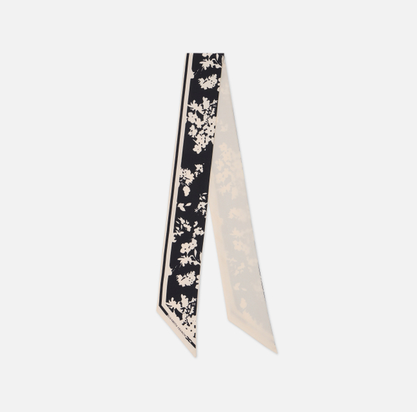 elisabetta franchi Foulard fin en twill de soie avec imprimé floral