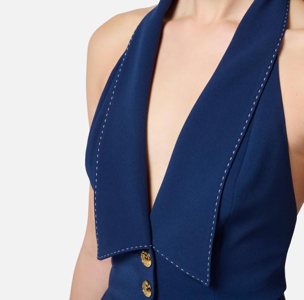Elisabetta Franchi Gilet En Crêpe Avec Surpiqûres Contrastées