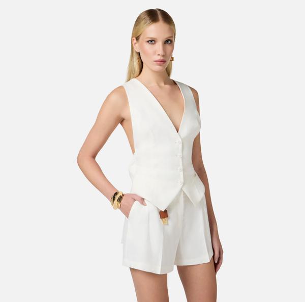 Elisabetta Franchi Gilet En Gabardine De Lin Mélangé