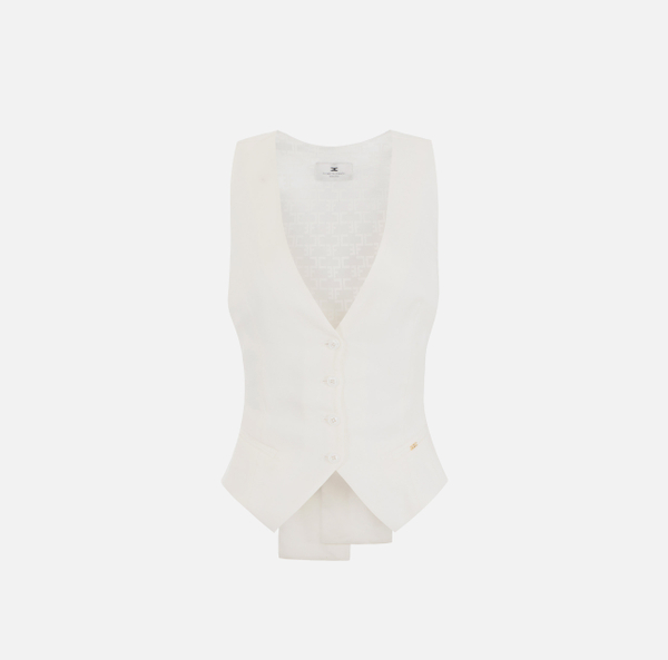 elisabetta franchi Gilet en gabardine de lin mélangé