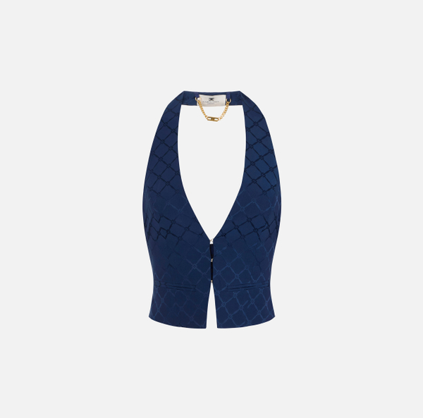 elisabetta franchi Gilet en satin avec losange jacquard