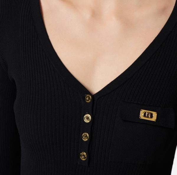 Elisabetta Franchi Haut En Micro-côtes Avec Poche Poitrine