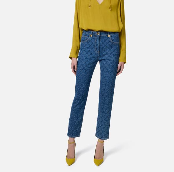 Elisabetta Franchi Jean Avec Losanges Sur Toute La Surface