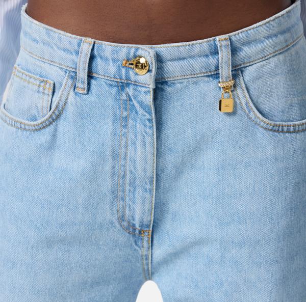 Elisabetta Franchi Jean Boyfriend Avec Cadenas Bijou